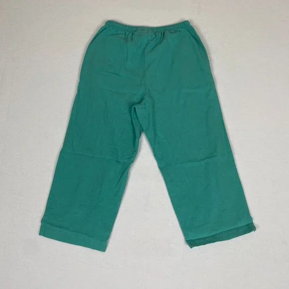 Vintage Jane Ashley Cotton Embroidered Rhinestone Floral Stretch Cropped Pants - Picture 2 of 8